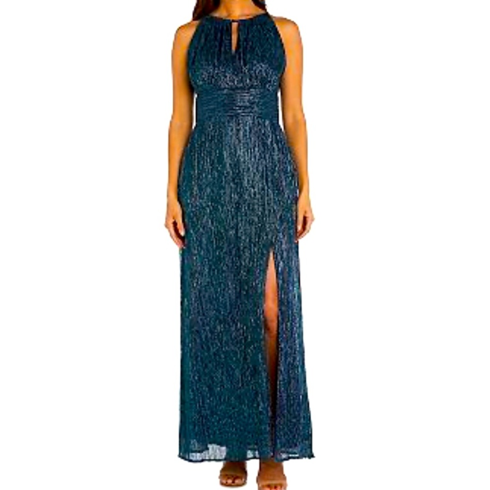 R&M Richard Metallic Halter dress night out 
Formal Prom Dress size 6